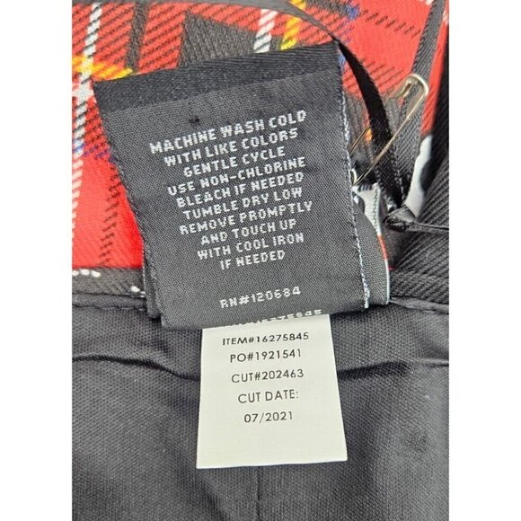 New Skelanimals Plaid Split Dress Womens Plus 2/18-20 2X Black Red Mini Zip - Picture 8 of 9